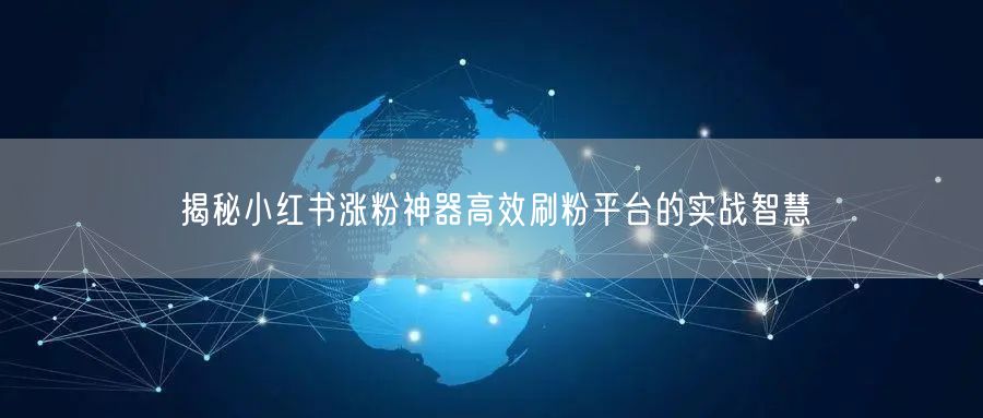 揭秘小红书涨粉神器高效刷粉平台的实战智慧